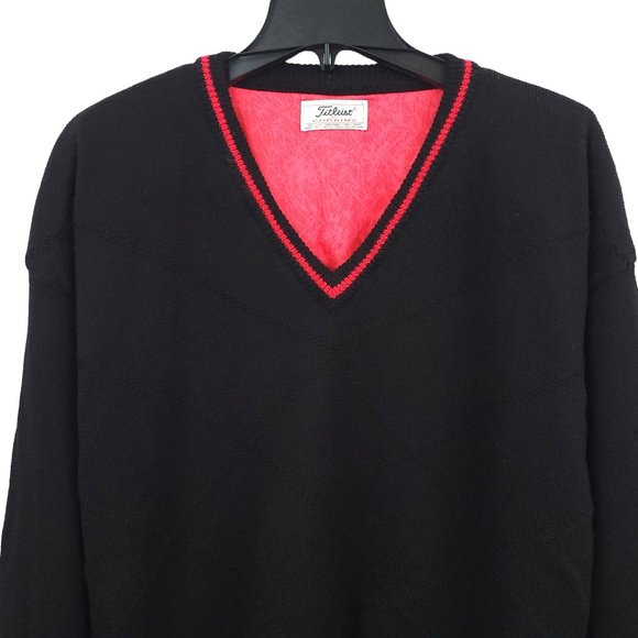 Vintage Titleist Corbin XCR Golf Sweater Mens L Wool V Neck Long Sleeve Black - Picture 3 of 12